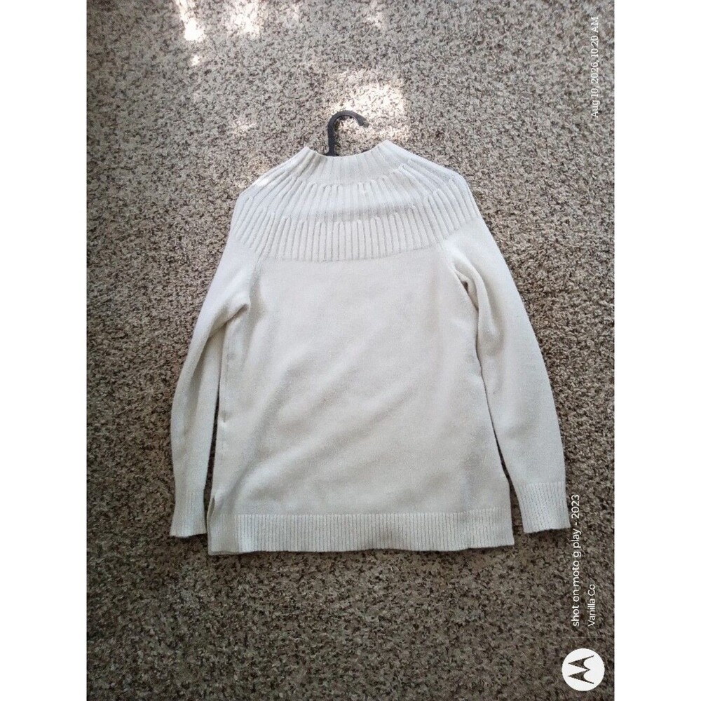 Anthropologie Mock Neck Welford Pullover Sweater Long Sleeve Ivory Small - Picture 6 of 9